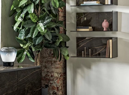 Mensola Zen in SuperMarmo e cristallo di Bontempi