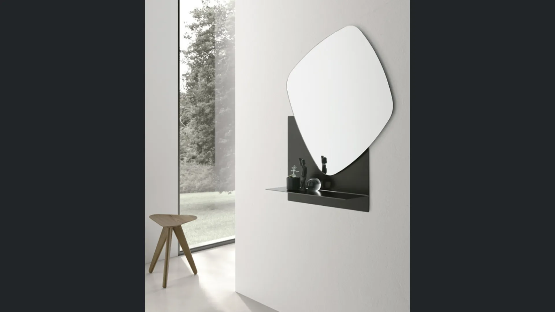 Specchio con mensola in metallo Double Trouble di Target Point