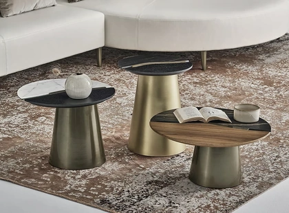 Tavolino Yang in legno e SuperMarmo di Bontempi