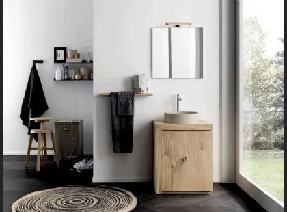 Mobile da Bagno di dimensioni contenute in legno di rovere Mono 02 Small di Alta Corte