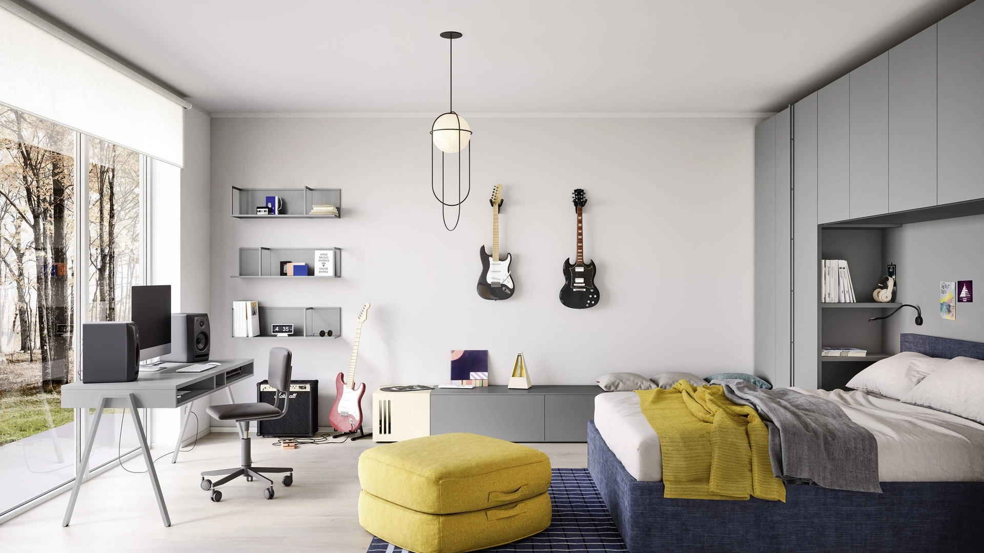 Cameretta a ponte con letto matrimoniale Arial di Nidi