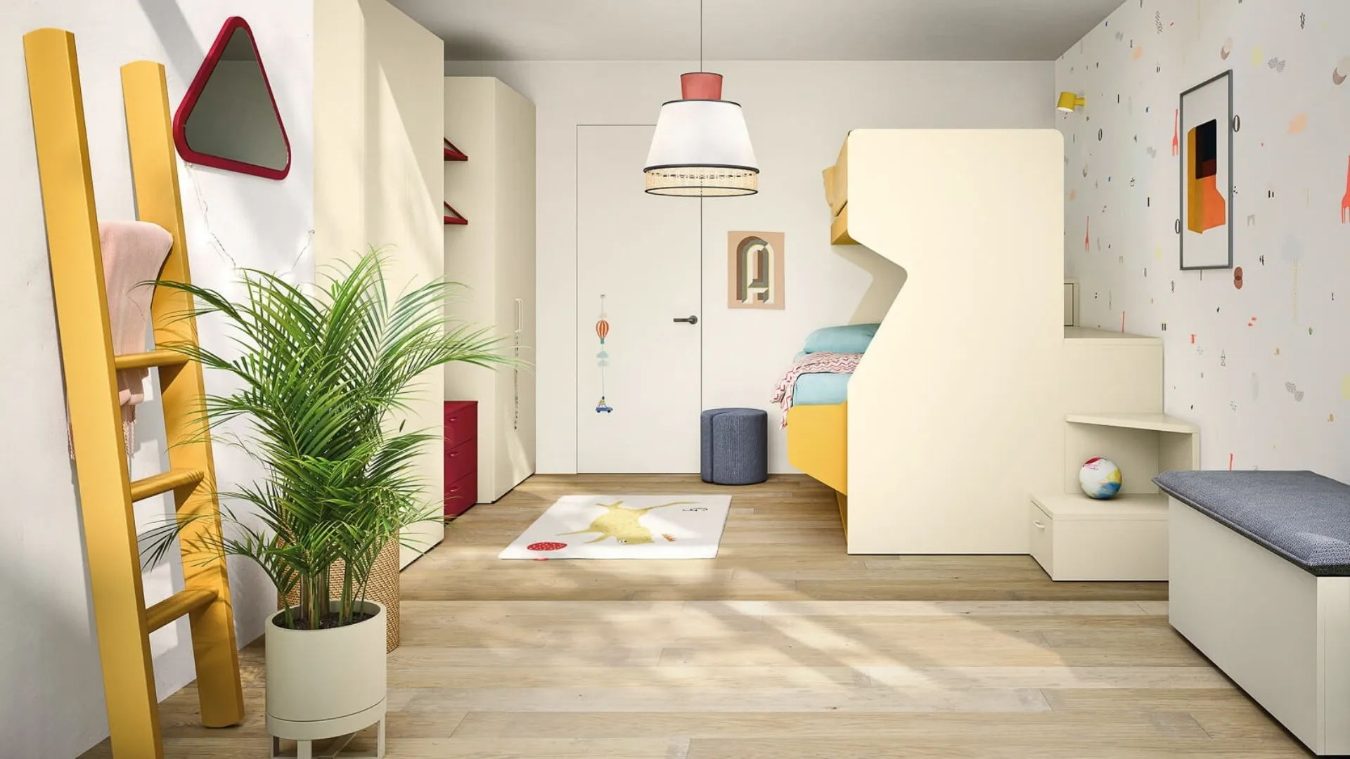 Cameretta con letti a castello Kids space 30 in melaminico di Nidi