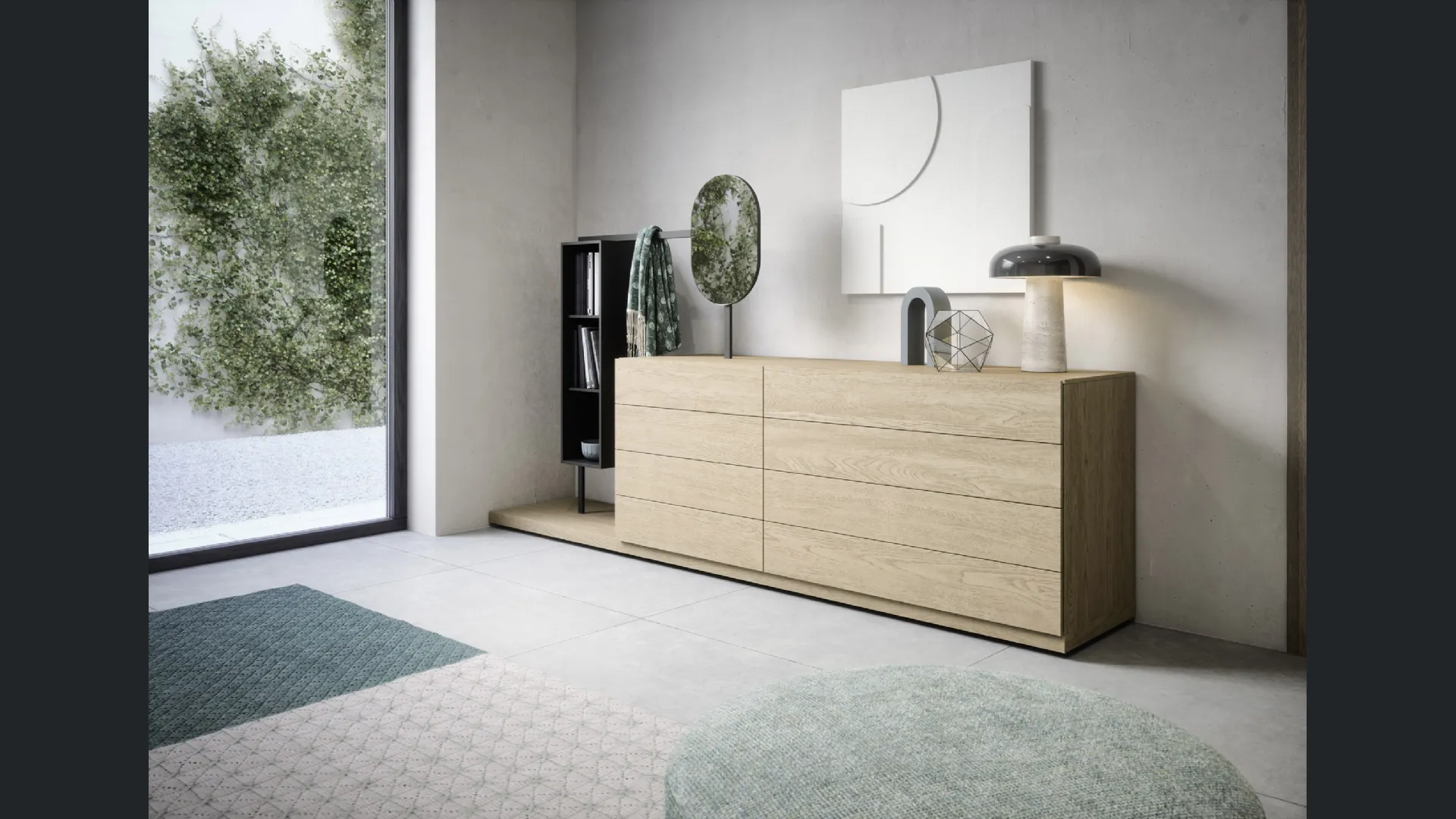 Comò Easy System in legno di Rovere impiallacciato di Novamobili