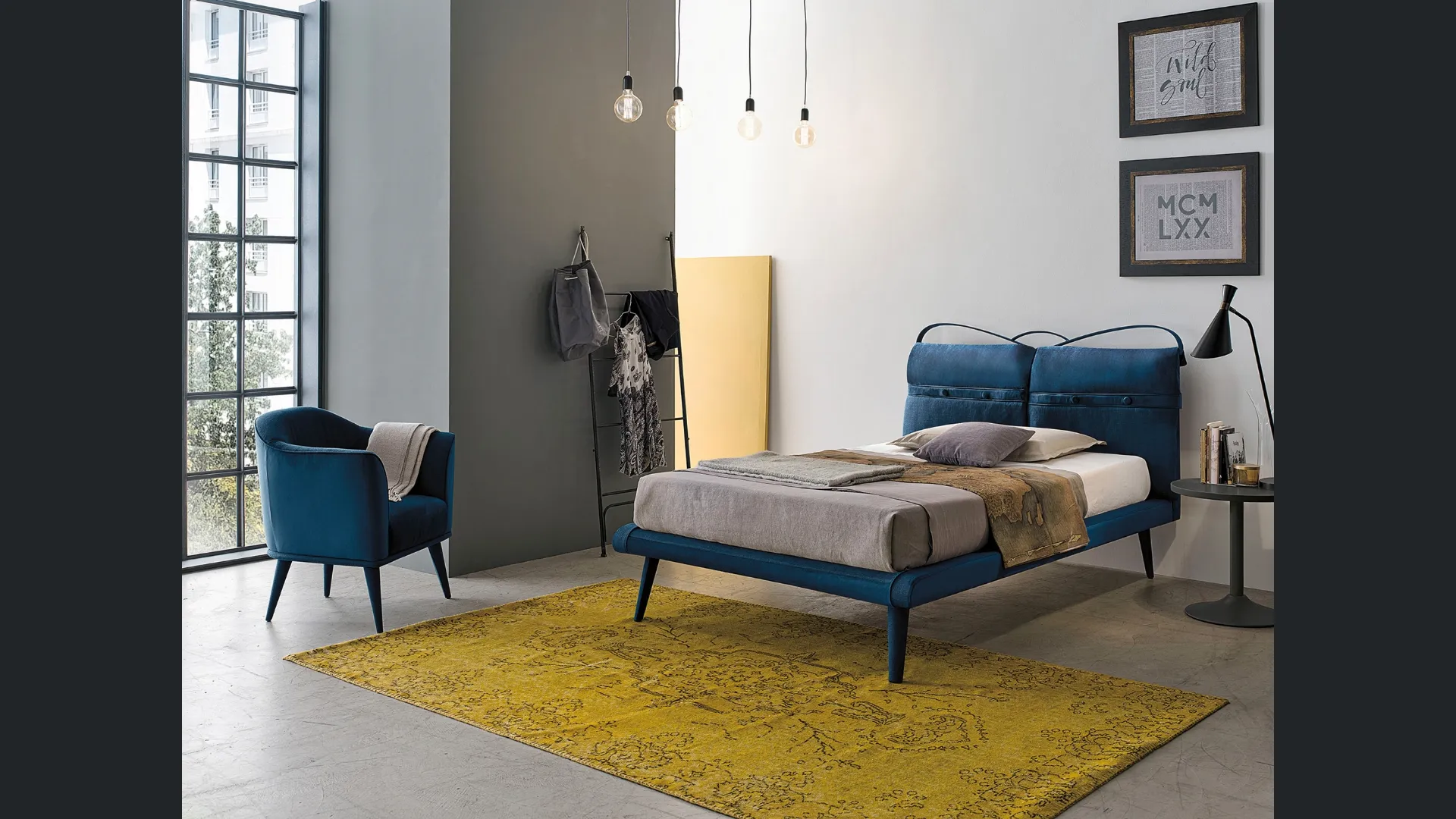 Letto Corfù alla Francese in tessuto con testiera di Target Point