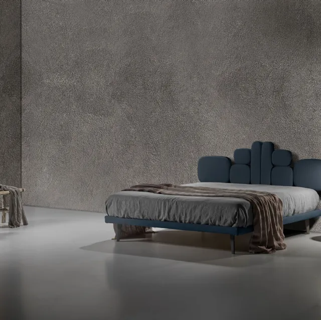 Letto in tessuto con testiera di design Twist Lionel di Excò