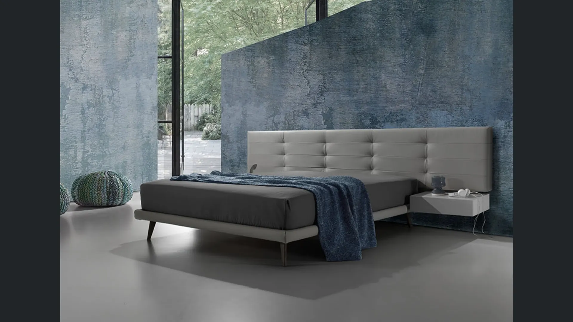 Letto in pelle con testiera trapuntata Twist Tess 290 di Excò