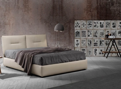 Letto matrimoniale Zoè Uno in vellutino imbottito di Excò