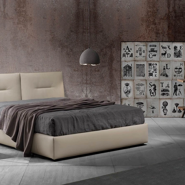 Letto matrimoniale Zoè Uno in vellutino imbottito di Excò