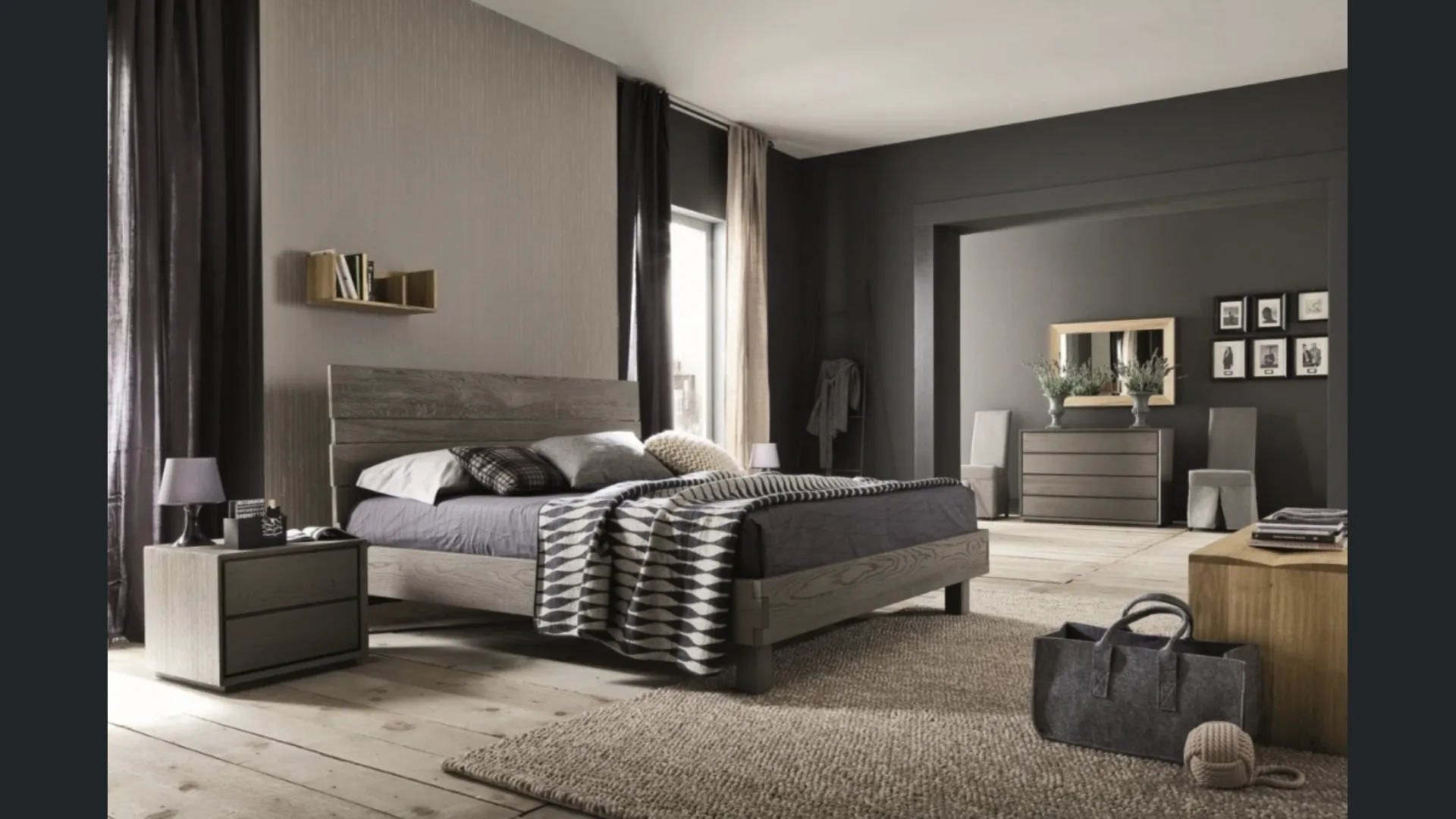 Letto matrimoniale moderno in rovere Kenzo di Alta Corte