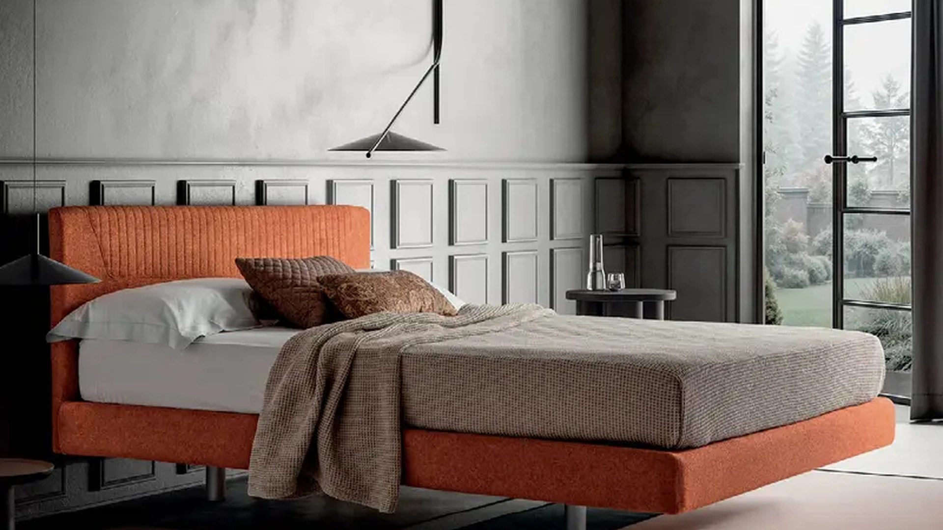 Letto con testiera imbottita Kiss di Rigosalotti