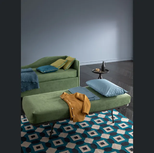 Letto singolo in tessuto Prime Colibrì angolare sagomato destro con letto estraibile di Altrenotti