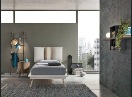 Letto singolo con testiera in tessuto imbottito Santorini di Target Point