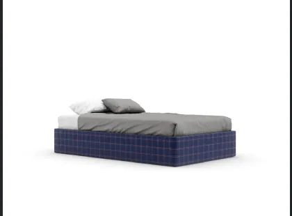 Letto singolo Sommier Skim rivestito con tessuto a quadri di Nidi