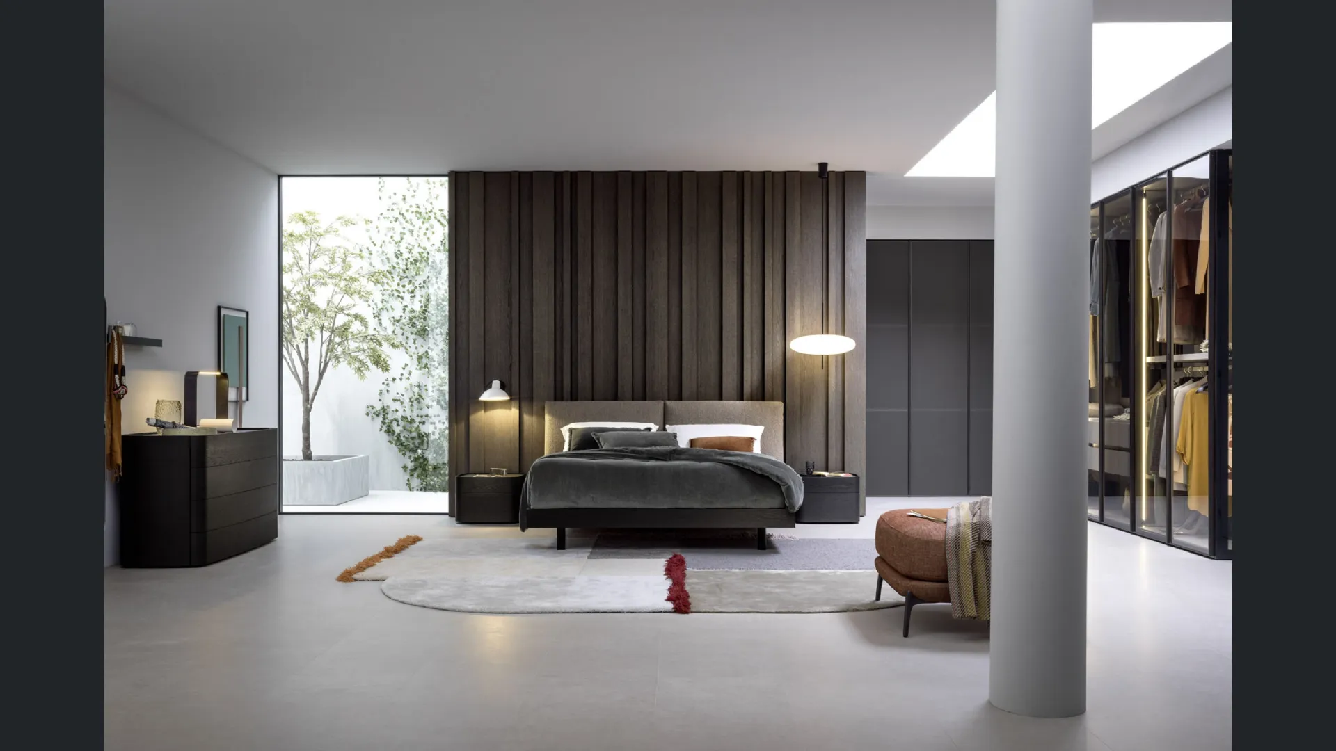 Letto con testiera in tessuto imbottito Twice di Novamobili