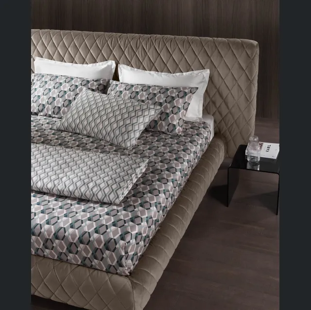 Letto in tessuto trapuntato con box contenitore Why Not Canto di Altrenotti