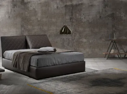Letto con testiera trapuntata Zoè cinque con contenitore di Excò