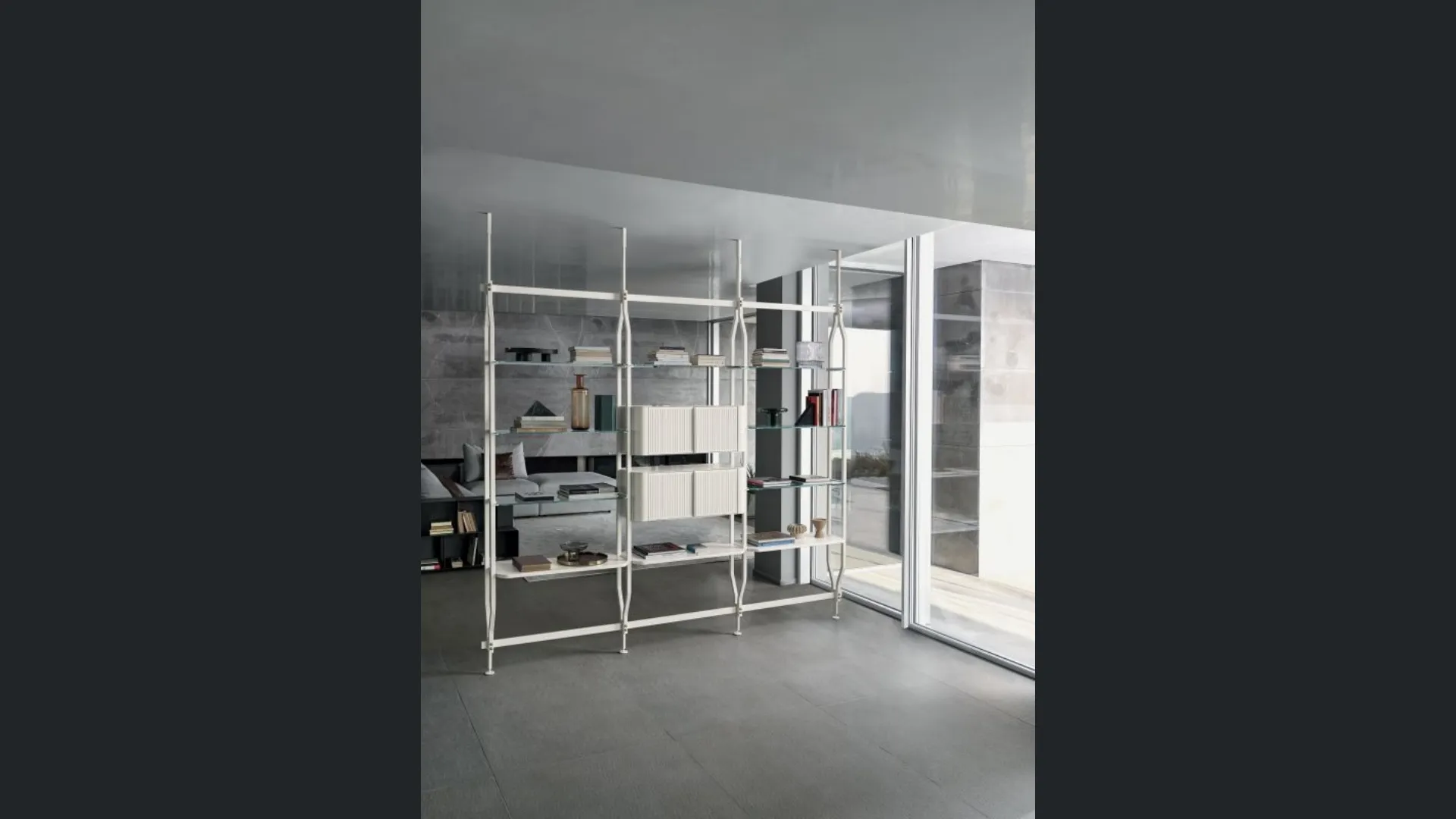 Libreria divisoria in 5 variabili Charlotte a soffitto Bontempi