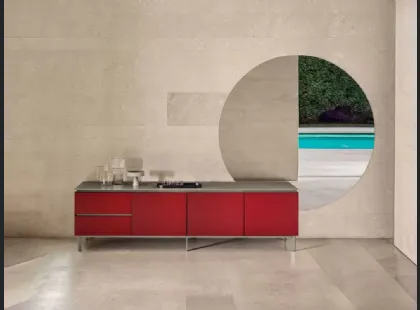 Madia Cosmopolitan in Legno Laccato Rosso di Bontempi