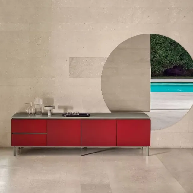 Madia Cosmopolitan in Legno Laccato Rosso di Bontempi