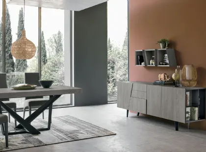 Madia Versus 210 a due ante, due cassetti e un cestone in laminato con piedini in metallo di Target Point