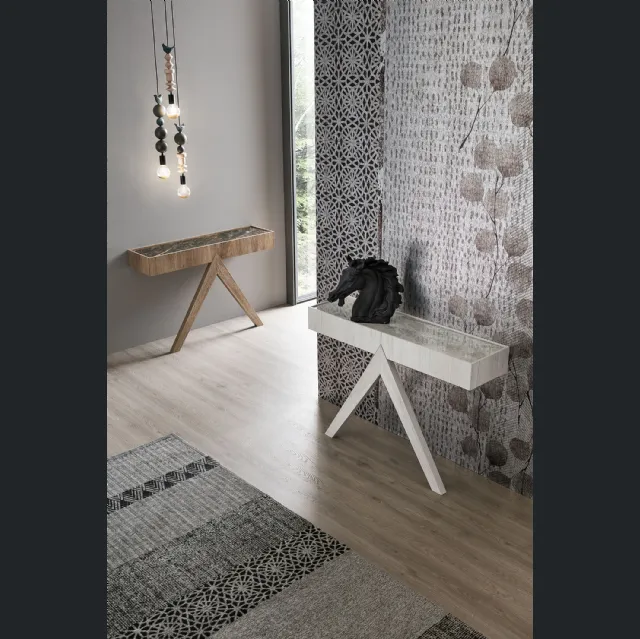 Mobile ingresso consolle Arrow con top in gres porcellanato e struttura in laminato di Target Point