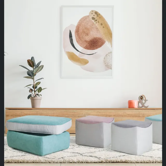 Pouf quadrato in tessuto colori pastello Ryan di Aerre