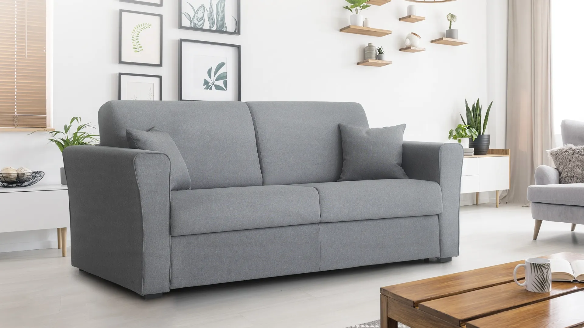 Divano letto in tessuto grigio Rubino di Aerre