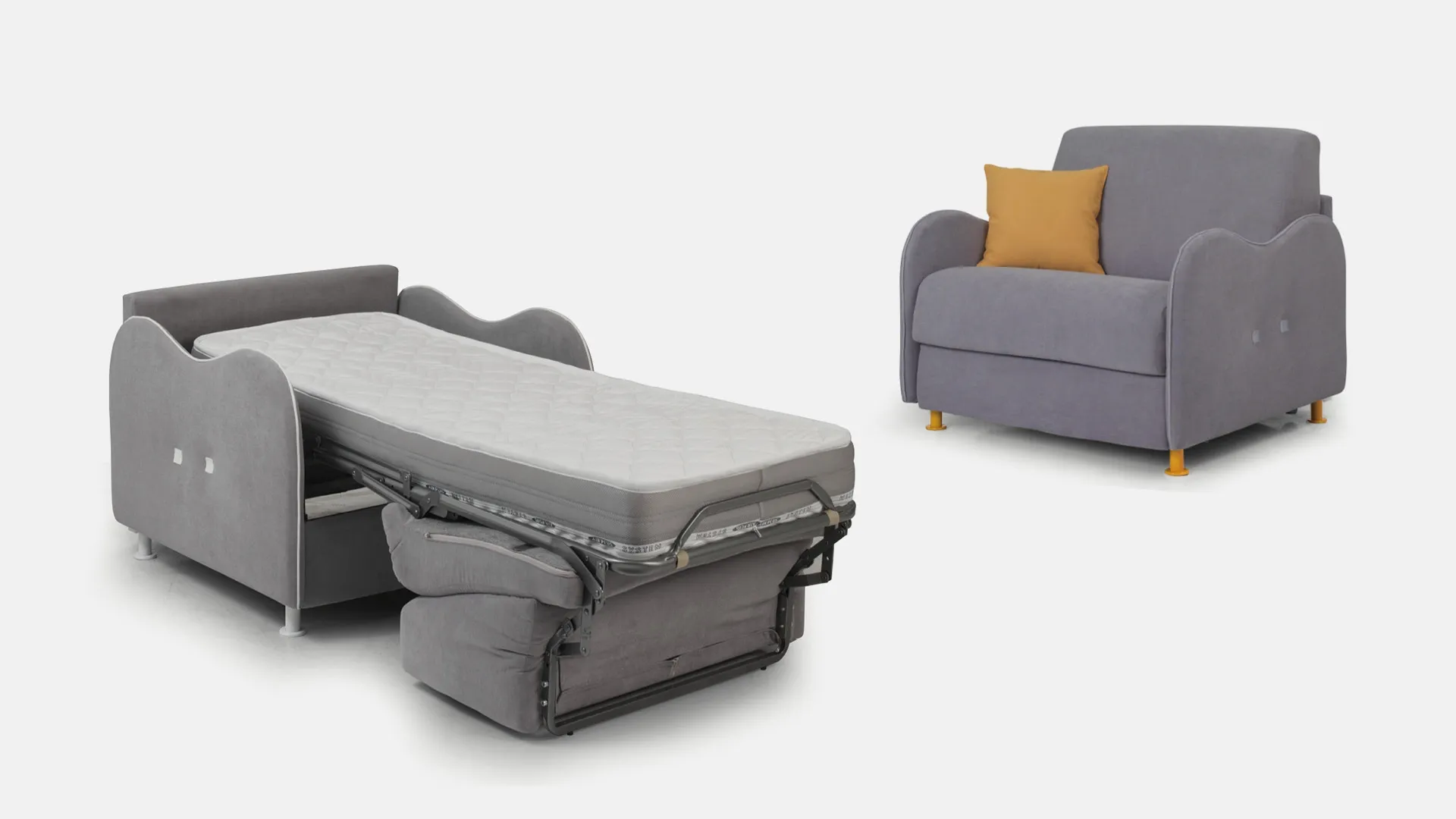 Poltrona letto con piedini in metallo Titti di Aerre