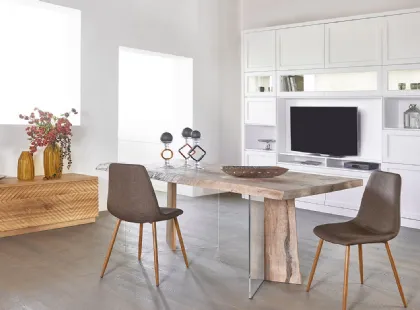 Sedia senza braccioli in legno rivestita in tessuto Contemporaneo 01 di Salaiolo