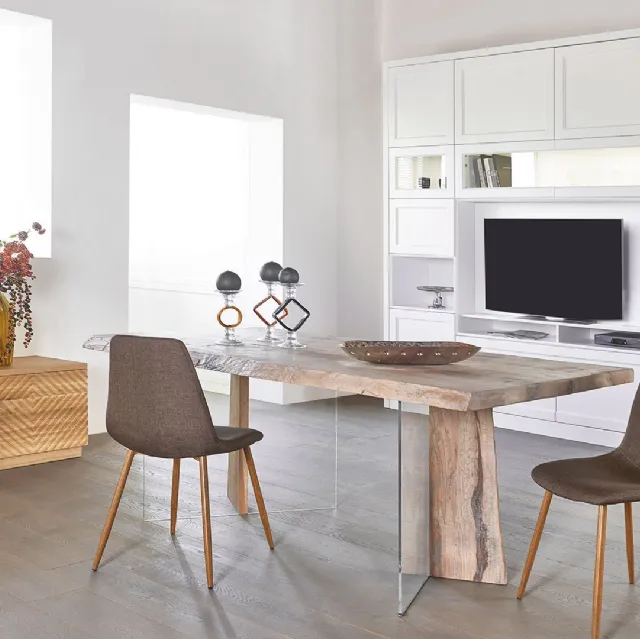 Sedia senza braccioli in legno rivestita in tessuto Contemporaneo 01 di Salaiolo