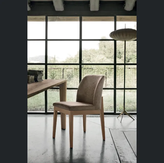 Sedia Salisburgo con struttura in legno verniciato e seduta in morbido tessuto Soft Touch Vintage di Target Point