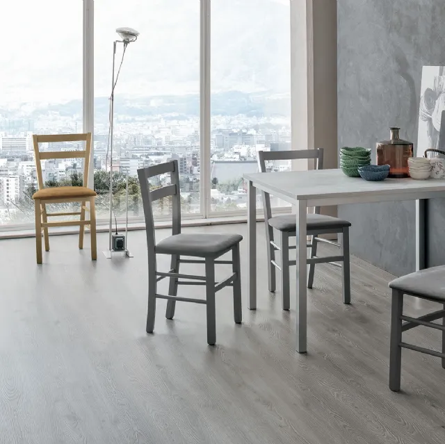 Sedia Salvador con struttura in legno verniciato e seduta in morbida microfibra effetto velluto di Target Point