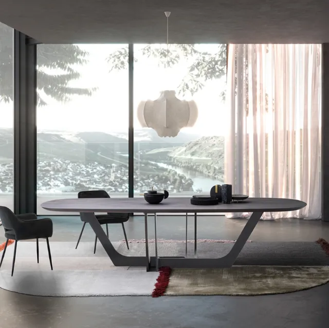 Tavolo Cosmopolitan con piano e base in Rovere massello di Devina Nais