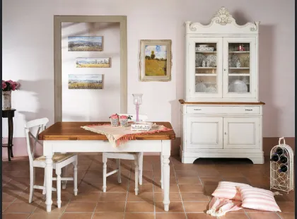 Tavolo in legno naturale e tinto bianco con gambe tornite Daylight 01 di Salaiolo