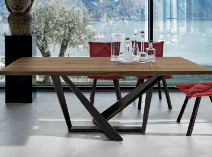 Tavolo rettangolare Priamo in legno impiallacciato con struttura in metallo di Target Point